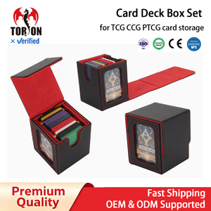   Caja de Almacenamiento de Cartas de Cuero PU Ecológica con 2 Ventanas y Esquinas Cuadradas, para 100 Cartas Yugioh, para Commander TCG, Impermeable - Product Image 1