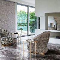 Fauteuil lounge italien fait main à imprimé léopard avec franges et base en acier inoxydable poli, mobilier de salon de villa