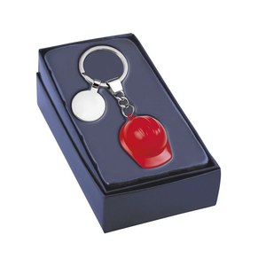 Porte-clés en métal personnalisé avec casque de travail rouge 30 mm D pour hôtels avec logo personnalisé - Product Image 2