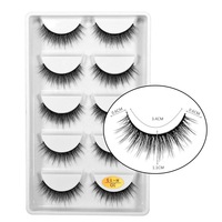 Pestañas postizas de pelo de visón 3D, pestañas largas gruesas naturales, útiles de extensión de belleza, 5 pares, nueva caja H13
