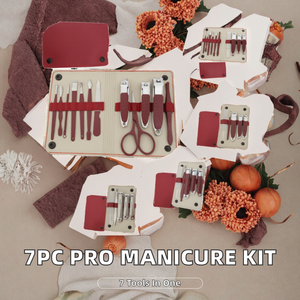 7 in 1 Stainless Steel Luxurious Manicure Kit with Professional <b>Nail</b> Clipper Scissors Earpick <b>Nail</b> File Pu Bag & <b>Box</b> - Product Image 2