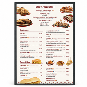 Carte de menu de restaurant personnalisée, feuille de menu en carton épais à une page, image de plat, texte et prix personnalisés pour bar, café, bistrot - Product Image 1