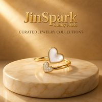 Bague ouverte JinSpark 'Cœur éternel' en coquille et zircon