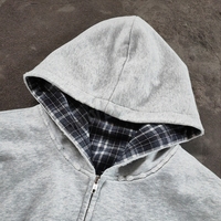 YSJY OEM Streetwear personnalisé brodé lavage à l'acide veste de camouflage surdimensionné français éponge coton Boxy Camouflage sweat à capuche Zipup pour hommes