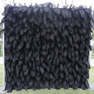Panneau mural HLC 3D en plumes d'autruche artificielles, noir et rose clair, <span class=keywords><strong>pour</strong></span> mariée gothique et centres commerciaux de mariage - Product Image 1
