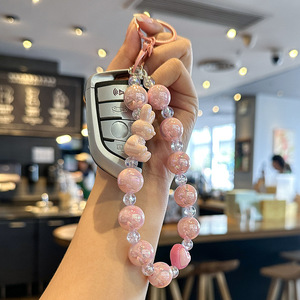 Weihao 2025 phong cách mới sáng tạo dễ thương Acrylic hạt nhỏ Thỏ mặt dây chuyền điện thoại di động Chuỗi móc chìa khóa - Product Image 4