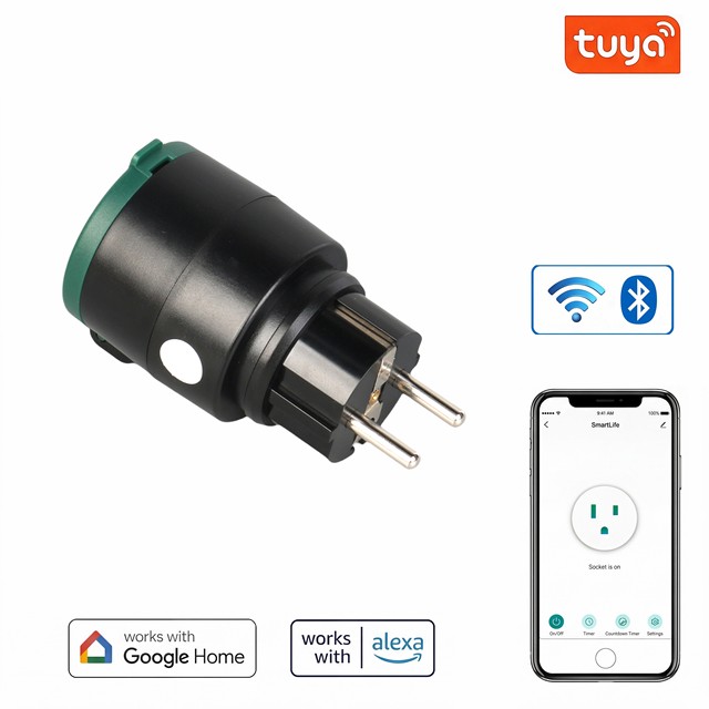 10A EU Smart Plug Tuya Wifi IP44 Waterproof for Alexa Google App Control With Energy Monitoring Smart Socket for Home