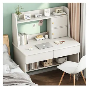 Home desktop computer desk study bookshelf combination multifunctional table simple writing home office desk white