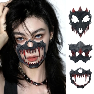 การแสดงเต้นรำ 2 มิติ หน้ากากครึ่งหน้าสีดำลายเสือห้าตัว ยาคชา - Product Image 2