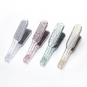 Peigne lisseur en forme de V, couleur irisée transparente, outil de coiffure à domicile - Product Image 1