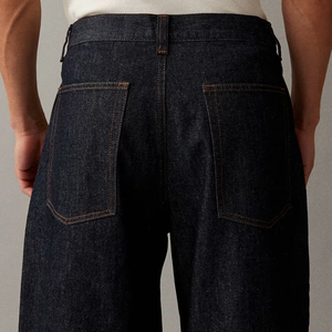 Nouveau <span class=keywords><strong>Jean</strong></span> Baggy Décontracté Indigo pour Homme 2026 en Denim Brut Plissé, Coupe Haute et Jambe Large, Idéal pour le Quotidien - Product Image 4