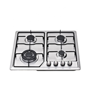 Cuisinière à gaz encastrable 4 brûleurs de haute qualité en acier inoxydable avec commande frontale, boutons métalliques, plaque de cuisson à gaz GPL et dispositif de sécurité - Offre Spéciale - Product Image 1