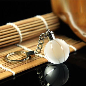Factory Wholesale 30mm Crystal Key Chain LED Light Glass Night Lamp Football Basketball Keychain for Souvenir Gift Customization