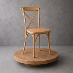 Silla de Comedor de Resina Resistente y Duradera, Respaldo Cruzado, Madera Natural, Moderna, Ajustable, para Apartamento, Hotel, Uso en Exteriores - Product Image 1