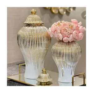 2023 heiß verkaufte leichte Luxus-Vasen in Weiß und Gold für die Hochzeits dekoration zu Hause