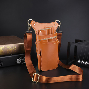 Pochette en cuir pour outils de coiffure, porte-ciseaux de barbier, support pour fer à friser, étui utilitaire de salon avec bandoulière - Product Image 4
