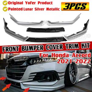 3pcs Car Front Bumper Lip Chin Bumper Body Kits <b>Splitter</b> for Honda for Accord 2021-2022 Bumper Lip Deflector Lips Cover Trim - Product Image 1
