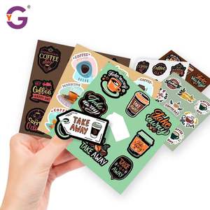 Autocollants en feuille de café personnalisés pour café, étiquettes PVC imperméables, autocollants de café découpés à la forme, mini-paquet adhésif pour fenêtres - Product Image 2