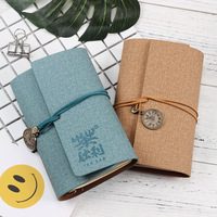 Journal en lin personnalisé, carnet de voyage rechargeable, rétro, fait main, carnet de croquis, cadeau pour l'école, le bureau, carnet à feuilles mobiles