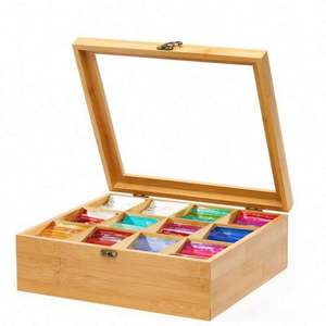 BambooTea Box Organizador Bolsa de café Soporte de almacenamiento con ventana acrílica - Product Image 1