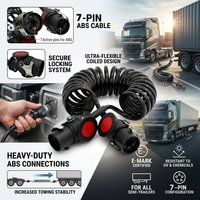 Câble spiralé renforcé à 7 conducteurs, résistant à la traction, 12V-24V, large plage de température, pour semi-tracteur, remorque 7 voies