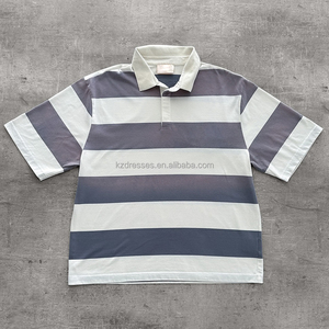 Polo da Rugby per Uomo Personalizzate con Logo OEM, Stampa a Righe Sbiadite, Taglie Forti, Manica Corta Casual Estiva - Product Image 2