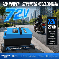Batterie LiFePO4 48V 60V 72V 21Ah pour vélo électrique, batterie lithium 72V certifiée UN38.8, 3000 cycles, étanche IP67, BMS intelligent