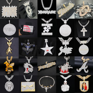 Joyería de Hip Hop para hombre Iced Out, colgante de letra personalizada, Plata de Ley 925 VVS Moissanite, número de diamante, nombre, colgante de logotipo inicial - Product Image 2