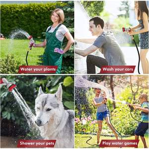 אדום כבד החובה גן צינור Nozz מים צינור זרבובית עם 7 מתכוונן תבניות ריסוס גבוהה לחץ יד מרסס - Product Image 6