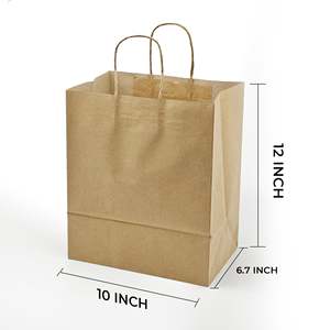 [250 unidades] Bolsas de compras personalizables de papel kraft de 10 x 6.7 x 12 pulgadas con asas, color natural - Product Image 6