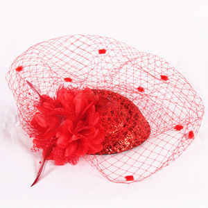 Nouvelle Pince à Cheveux de Mariée Vintage avec Voile Floral, Accessoire de Performance Haut de Gamme en Matériaux Mixtes, Rouge, Populaire - Product Image 5