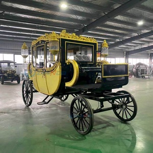 Carruaje Real Negro y Dorado de Cuatro Ruedas, Vehículo Eléctrico para Bodas y Turismo, para Paseos en Parques de Atracciones - Product Image 4