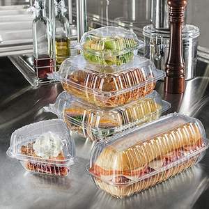 Boîte à gâteau jetable pour salade de fruits coupés PET de 8 pouces, emballage à emporter carré transparent à charnière, récipient alimentaire en plastique PET inviolable - Product Image 3