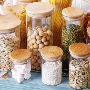 比曼竹餐具室玻璃陶瓷食品厨房储物瓶罐套装带夹子盖 - Product Image 5