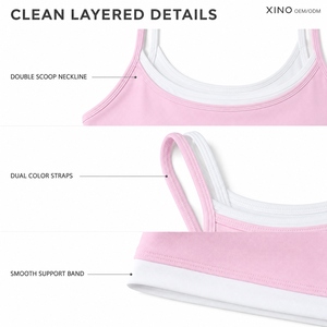 <span class=keywords><strong>Reggiseno</strong></span> Sportivo da Donna OEM con Logo Personalizzato, <span class=keywords><strong>Doppia</strong></span> Fascia, Bordi a Contrasto, Leggero, Traspirante, Imbottito, Supporto Leggero per Yoga e Allenamento - Product Image 3