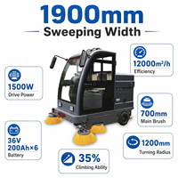 DIKE New Ride Sweeper, balayeuse de voirie, largeur de balayage 1900 mm, 12000 m²/h, bac à poussière 185 L, réservoir d'eau 130 L, 36 V, balayeuse industrielle