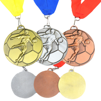 Neue VIP-Fußball-Goldmedaille mit 3D-Logo, Metallguss, Sport-Auszeichnung mit Band