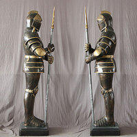Statue de guerrier romain grandeur nature en fibre de verre couleur bronze antique, chevalier avec lance, statue romaine à vendre
