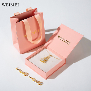 Custom Color Book-Shaped Cardboard Paper Jewelry Packaging <b>Box</b> with Paper Bag for Ring <b>Earring</b> Necklace <b>Gift</b> - Product Image 2