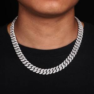 Chaînes de colliers pour hommes de 12 mm, style Ice Out Cuban Link, plaquées <span class=keywords><strong>or</strong></span> 14K 18K, <span class=keywords><strong>en</strong></span> laiton et zircone - Product Image 5