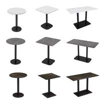 Tables et Chaises de Restaurant de Style Industriel en Marbre, Meubles d'Hôtel à Vente Chaude, Tables Basses à Manger Rapide, Pieds en Métal