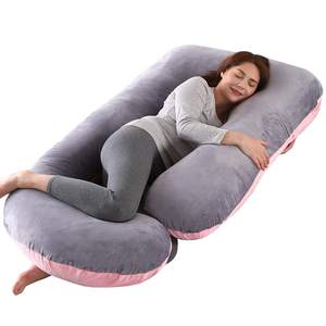 Almohada de embarazo de franela de terciopelo en forma de J de cuerpo completo XXL almohadas de embarazo de maternidad almohada de cuerpo completo en forma de U - Product Image 1