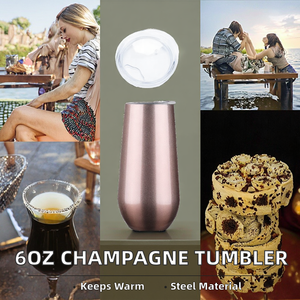 แก้ว<span class=keywords><strong>ไวน์</strong></span>ปาร์ตี้แบบใหม่ขนาด 6 ออนซ์ ขายส่ง แก้วสแตนเลสสุญญากาศสองชั้นแบบไม่มีก้าน รักษาอุณหภูมิได้นาน 12-24 ชั่วโมง เป็นมิตรกับสิ่งแวดล้อม - Product Image 2