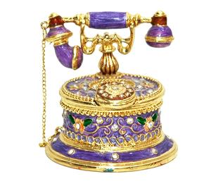 Esmalte metal teléfono figura cristal Peltre aleación rhinestone teléfono forma baratija joyero para regalos de boda artículos - Product Image 2