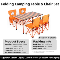 Ensemble table et chaises pliantes légères et portables pour camping, avec montage facile, idéal pour les fêtes de jardin et les activités de plein air