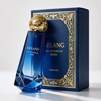 Flacon de parfum personnalisé unique 100 ml, flacon de parfum en verre de luxe bleu vide, OEM ODM