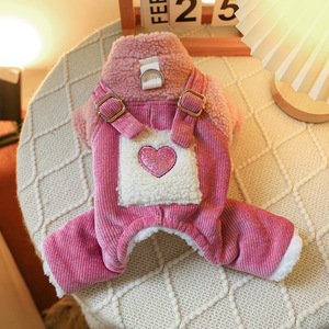 ONESTEP Fabricante Atacado Personalizado Inverno <span class=keywords><strong>Pet</strong></span> Vestuário para Cães Gatos Macacão Coração Rosa Elegante Luxo Classics - Product Image 5