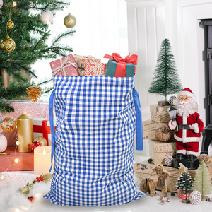 Nuevo Saco de Papá Noel a Cuadros con Cordón, Colorido, Navideño, Tamaño Grande, Regalo Extra para Año Nuevo, Saco de Papá Noel Rosa a Cuadros - Product Image 3