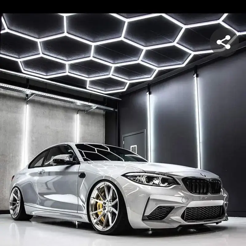 High Quality Grid Honeycomb Auto Car Detailing Work Light Car Wash Station 110v 220v Garage Ceiling Hexagonal Led Lights