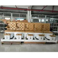 Usine en gros 1/2/3 places pied Spa pédicure chaises banc Station kaki couleur cuir Base blanche pied Spa banc Station